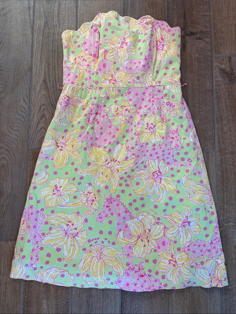 Lilly Pulitzer Lime, Pink & Yellow Floral Strapless Dress